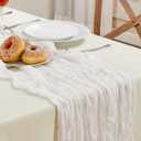 White Cheesecloth Table Runner 10FT Long Boho Gauze Table Runner Rustic Sheer Runner for Spring Summer Graduation Wedding Bridal Baby Shower Birthday Party Table Decor Easter Decorations