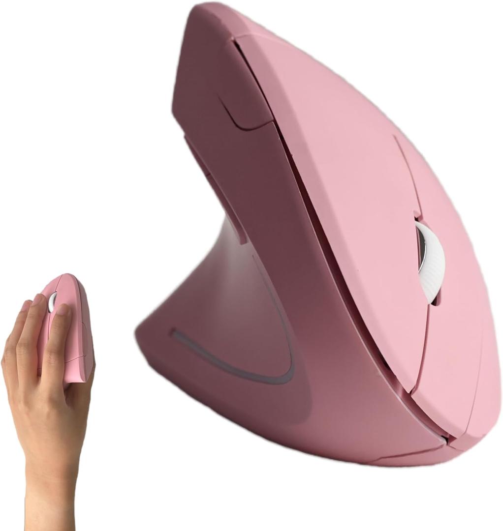 Urby Left Handed Mouse, Vertical Left Handed Ergonomic Wireless Mouse, Ideal for Lefty Users, Gaming & Office Use, Compatible with Windows/macOS/iPadOS. Pink