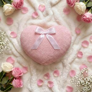 Yerliker Valentine's Day Pink Heart Pillow with Bow Cute Throw Pillow Corduroy Coral Fleece Cushion Covers for Couch Sofa Bedroom Wedding Anniversary Housewarming Gift Decor(1,11 x 10 Inch)