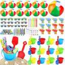 Elcoho 84 Pieces Pool Party Favors Beach Sand Toys Set Sunglasses Beach Ball Sand Bucket and Shovels Set Water Squirt Guns Bubble Wands Slap Bracelets Summer Beach Party Favors for Birthday Graduation