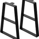 Orgerphy 16 Black Trapezoid Metal Bench Legs (2PCS) | Heavy Duty Furniture Legs for Bench| Mertal Table Legs| Screws and 4pcs Rubber Floor Protectors | Mid Century Modern Desk Legs Furniture Legs