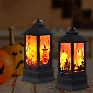 2 Pcs Halloween Decor Lantern,7.9x3.3in Portable LED Candle Lantern,Simulation Candle Flashing for Outdoor Indoor Halloween Decor Party Garden SuppliesBattery Not Included (Black)