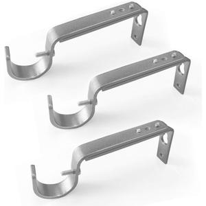 IHRDNNR Curtain Rod Holders Silver Heavy Duty Adjustable Rod Brackets for 7/8 or 1 Inch Rods, Set of 3 (Silver)