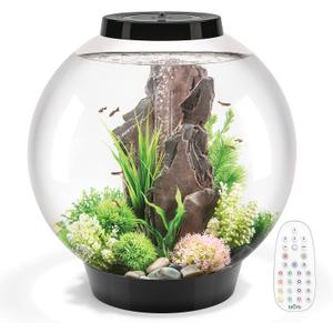 biOrb Classic 60 Acrylic 16-Gallon Aquarium with Multi-Color Remote-Controlled LED Lights Modern Tank for Tabletop Display, Black