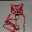 GAMUDA Small Dog Harness Collar and Leash Set, Step in No Chock No Pull Soft Mesh Adjustable Dog Vest Harnesses Plaid Reflective for Dogs Puppy Cats Kitten Rabbit (Red Flower, S)