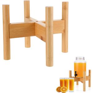 Drink Dispenser Stand Adjustable Drink Dispenser Holder Water Dispensers Stand to Fit Various Sizes of Glass and Plastic Water Dispensers - Holds 1-2 Gallons - Bamboo Wood