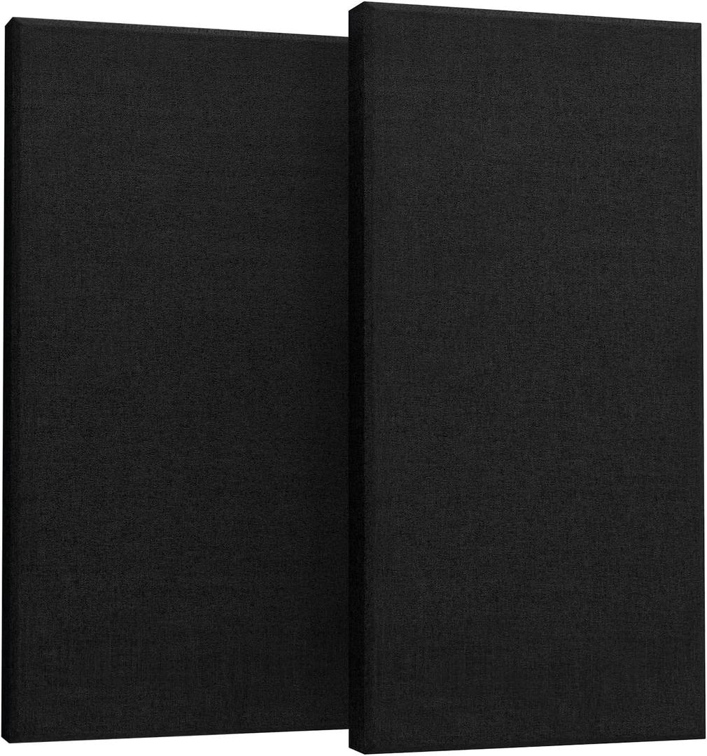 2 Pack Acoustic Panels 47.2"x23.6"x2" Soundproof Fiberglass Panels,Black, 47.2" x 23.6"-2pcs