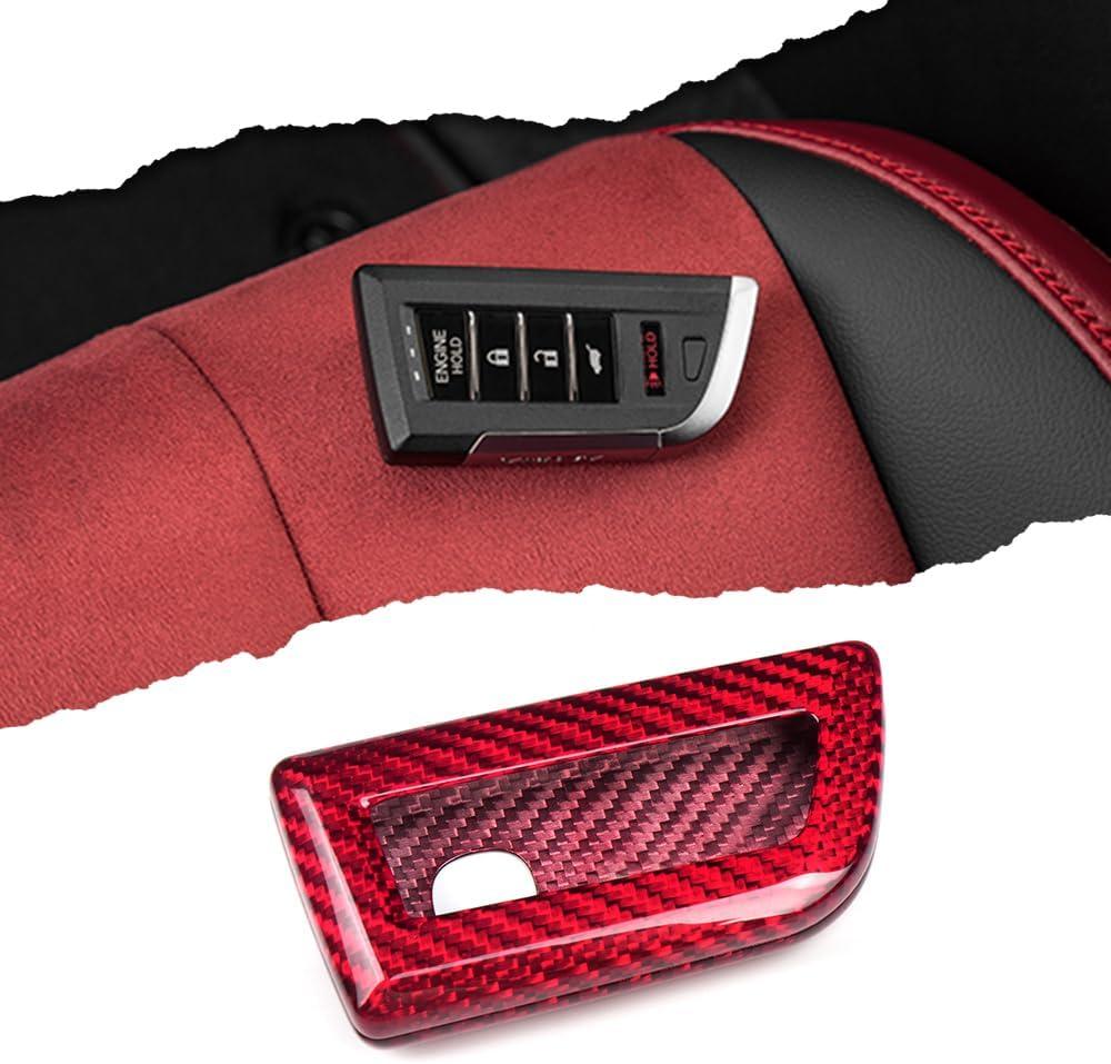 Carbon Fiber Key Fob Cover Case for Acura Integra Type S A-Spec MDX RDX TLX 2024 2025,Key Fob Shell Protective Cover (Red, W/ Engine Button)