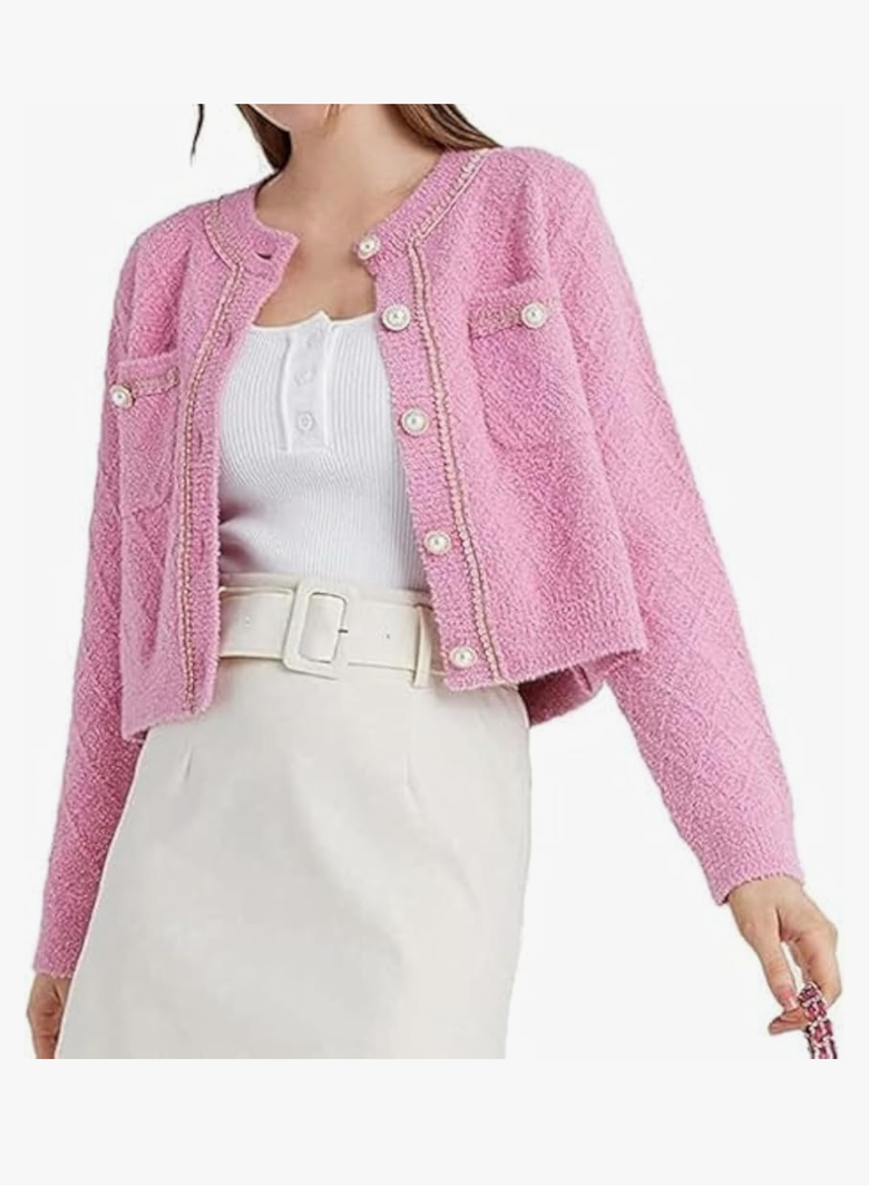 URBAN REVIVO Women's Knit Cardigan Sweaters Casual Long Sleeve Open Front Button Down Cropped Jackets Size 4