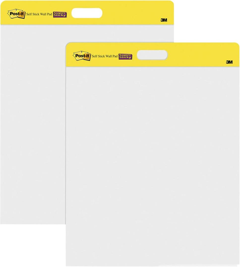 Post-it Easel Pad, 20 in x 23 in, White, 20 Sheets/Pad, 2 Pads/Pk, Mounts to surfaces with Command Strips included (566)