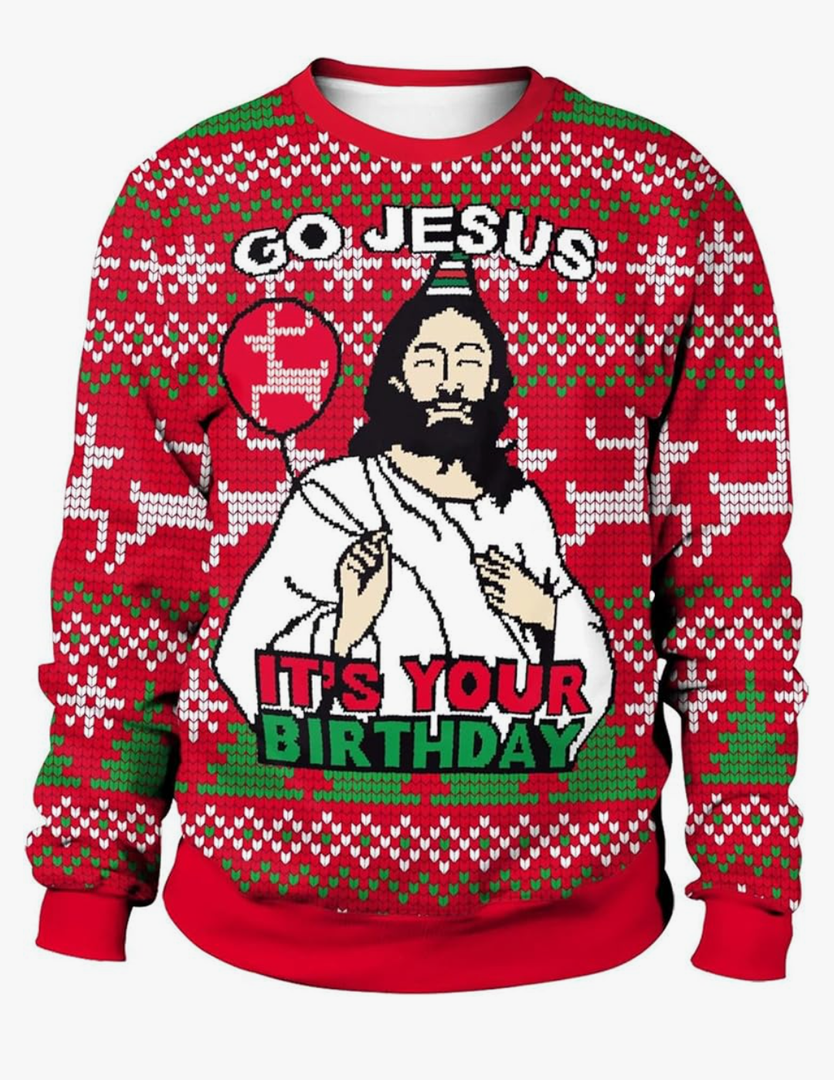 Funny Ugly Christmas Sweatshirt for Men Women, Holiday Pullover Sweater, Unisex Xmas Party Tops M