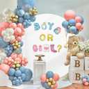 7.2FT Round Backdrop Cover White Round Arch Cover and Boy or Girl Decal Sign - Adjustable Spandex Circle Arch Cover for Birthday Party, Baby Shower, Wedding Decorations
