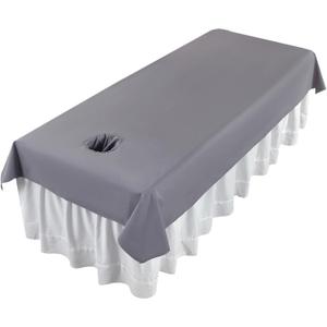 Premium Reusable Massage Table Sheets Bed Cover 47 x 90 Inches with Face Hole, Fitted Table for Master Massage, Waterproof and Oilproof, Stain and Wrinkle-Resistant, Machine Washable（Gray