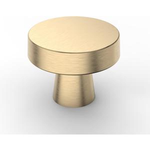 Asidrama 10 Pack 1-1/4 Inch Brushed Brass Kitchen Cabinet Knobs Gold Dresser Knobs Drawer Knobs Round Cabinet Hardware Zinc Knobs for Dresser Drawers