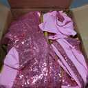 MODFUNS Metal Arch Backdrop Stand and Cover Set 4&5&6ft Pink Gold Sequins Arch Backdrop Cover Double Sided Arch Frame with Covers Gold Arch Stand and Covers for Banquet Reception Birthday Decor