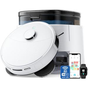 Lefant M3 Robot Vacuum, Auto Mop Washing, 12000Pa Suction, Self-Emptying & Refilling, 9mm Mop Lifting, 200RPM Spinning Mops, Smart Obstacle Avoidance, White