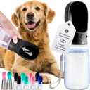MalsiPree Dog Water Bottle - 19 Oz, Black, BPA-Free Stainless Steel - Portable & Lightweight Water Dispenser with Bowl for Dogs - Leak-Proof & No-Waste Design for Travel
