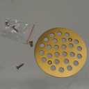 4-1/4 Inch Screw-in Round Floor Drain Cover Replacement Shower Drainer Grates (Brushed Golden)