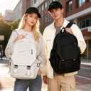 coowoz Lightweight School Bag Casual Daypack College Laptop Backpack for Men Women Water Resistant Travel Rucksack for Sports High School Middle Bookbag for girls White Small