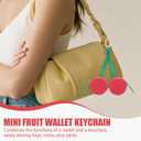 Fruit Coin Purse Keychain Mini Coin Keybag, Stocking Stuffers for Women Purse Charms for handbags, Mini Cute Fruit Charm Leather Zipper for Wallet, Bag and Handbag Decor for Women (Cherry)