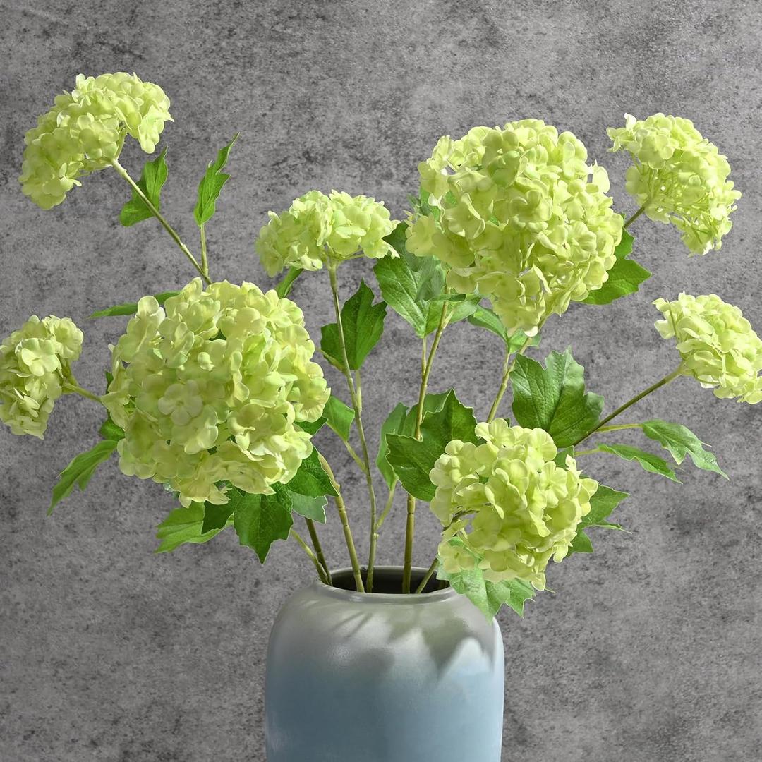 Waipfaru 4PCS Hydrangea Artificial Flowers, Real Touch Flowers, 26.8" Faux Hydrangea Flowers, Latex Real Touch Hydrangea, Fake Flowers for Home Decor Party Bouquet Wedding Decoration, Green