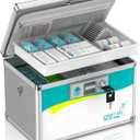 Glosen Medication Lock Box with Key, 2-Layer Medicine Lock Box with Meds Tray, Portable First Aid Box with Handle & Shoulder Strap for Home, Travel(12x7.7x7.9Inch)