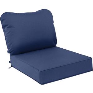 AAAAAcessories Outdoor Deep Seat Cushions, Waterproof, Fade-Resistant Patio Furniture Replacement Cushions, 25.5" x 25.5" x 5" + 25.5" x 19", Navy Blue
