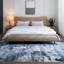 Rugcomf Large Living Room Rug 8x10 Washable Vintage Abstract, Blue