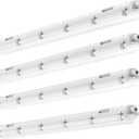 4FT LED Vapor Tight Lights, 60W 7800LM LED Vapor Proof Lights, 5000K, 0-10V Dimmable, IP65 Waterproof, AC 100-277V for Warehouse, Car Wash, Walk-in Freezer, Parking Garage, ETL Listed, 4 Pack