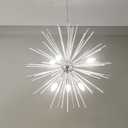 Modern Chrome Sputnik Chandeliers,6-Light Starburst Firework Ceiling Lights Dining Room Chandelier Light Fixture for Living Room, Bedroom, Kitchen, Entryway, Foyer,Dia 25",E12 Sockets (6 Lights)