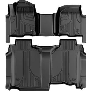 AOMSAZTO Floor Mats for 2019-2026 Chevy Silverado 1500 / GMC Sierra 1500, 2020-2026 Silverado/Sierra 2500HD / 3500HD Crew Cab, 1st & 2nd Row All Weather Liners