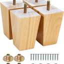 Maricome 4 Inch Sofa Legs Set of 4 Replacement Feet for Couch Wood Furniture Legs Pre-Installed M8 Bolt Screw in Heavy Duty Pyramid Square