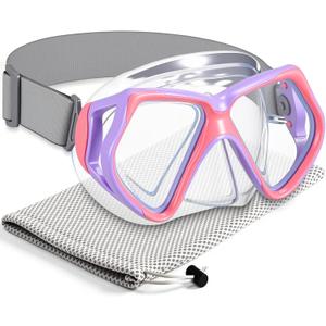 Fabbay Adults Youth Swimming Goggles with Nose Cover Fabric Stretchy Strap Diving Goggles Swim Waterproof Snorkel Mask, 6.69 x 3.54 x 4.33 inches