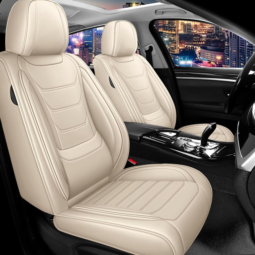 Car Seat Cover Full Set for Lexus RX350 Seat Covers 2007-2025, Nappa Leather Waterproof Seat Covers for Cars, Airbag Compatible, Universal Automotive Seat Covers(Standard Front Row/Beige)