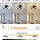 4-Light Crystal Semi Flush Ceiling Light Fixture, Matte Black Sputnik Chandelier, G9 Dimmable Compatible Ceiling Light for Bedroom, Dining Room, Kitchen, Hallway, Entryway