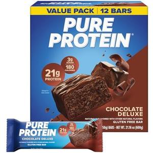 Pure Protein Chocolate Deluxe Protein Bars, 21g Protein, Gluten Free, 12 Ct Exp. 05/27/2027