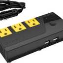 Scosche PI200PS-1 INVERT200 - 200W Car Power Inverter with 4 USB Ports - 12V DC to 110V AC Converter for Vehicles - Vehicle Outlet Plug Adapter - DC to AC Converter - Car Charger for Laptop Computer