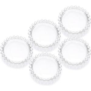OwnMy 5PCS Clear Glass Candle Plates 3 Inch Pillar Candle Holders, Glass Coasters Decorative Round Candle Plates and Trays for Pillar Candles, for Dining/Wedding Table Centerpieces