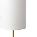 Small Nightstand Table Lamp for Bedroom, Round White Fabric Shade and Gold Metal Base, Modern Minimalist Bedside Lamps for Dresser, Living Room, Office, College Dorm, Warm Light, 5W LED Bulb Included