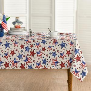 Horaldaily 4th of July Tablecloth 5270 Inch Rectangular, Patriotic Star Strips Pattern Independence Day Memorial Day Washable Seasonal Table Cover for Party Picnic Dinner Decor
