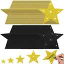 256 Pcs Glitter Star Cutouts Paper Decoration Back to School Cardboard Glitter Star Wall Decor Confetti Cutouts for Bulletin Board Classroom Movie Night Party Decoration 4 Sizes(Black, Gold)