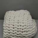 Chunky Knit Throw Blanket, 50''*60'' Knitted Throw Chenille Yarn for Bed Couch, Handmade Cream Crochet Big Thick Blanket, Machine Washable Cute Comfy Blanket for Home Decor
