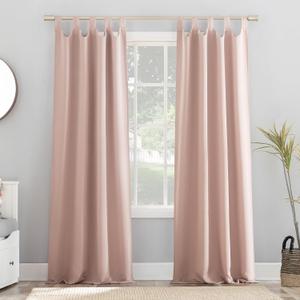 Sun Zero Easton Energy Saving Blackout Tab Top Curtain Panel, 40" x 84", Blush Pink