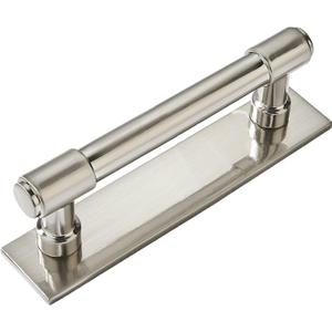 khtumeware 5 Pack 3 Inch(76 mm) Center to Center Brushed Satin Nickel Cabinet Pull Backplate with Base Plate Zinc Solid Kitchen Cabinet Handles Drawer Pulls Cabinet Hardware