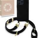 WILDE iPhone 15 Pro Max Case with Strap, Crossbody iPhone 15 Pro Max Case with Adjustable Strap 50150cm, TPU Shockproof Drop Protection Phone Lanyard Cover with Raised Camera & Screen Edges, Black