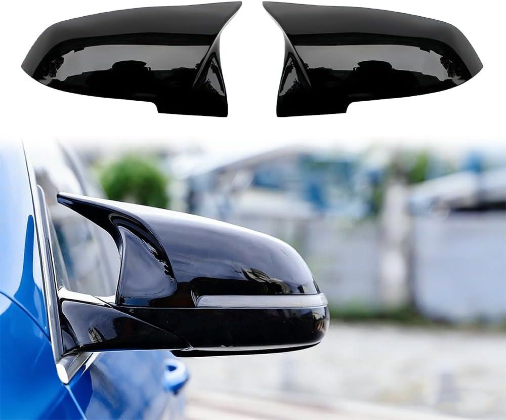Side Mirror Cover Compatible with BMW 2014-2018 5 Series F10 F11 F18, 2014-2018 6 Series F06 F12 F13, 2013-2015 7 Series F01 F02 Rear View Door Side Mirror Cover Cap (Glossy Black)