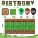 Pixel Party Birthday Decorations - Serves 20 | Miner theme Party Supplies Includes Balloons, Birthday Banner, Plates, Tablecover, Napkins