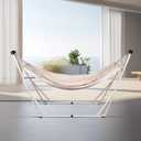 2 in 1 Hammock with Stand - Portable Hammock & Swing Chair, No Tools Assembly, with Carry Bag, Indoor Outdoor for Patio, Garden, Camping, Apartment (White)