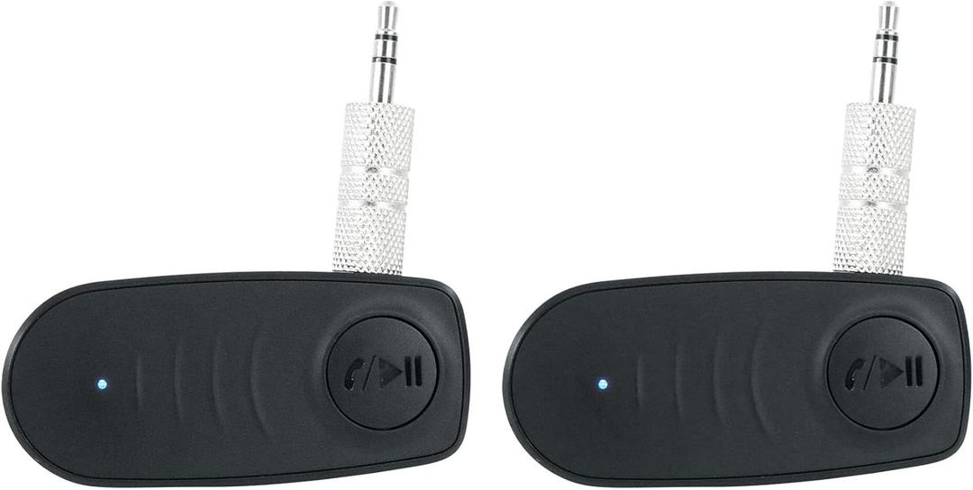 Rockville BT-Link Bluetooth Adapters (2), Aux to Bluetooth 5.0, Wireless Sync, DSP Audio, 35ft Range, Perfect for Home, Car, and Pro Audio Systems (Small)