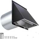 4 Inch Dryer Vent Cover Outside,4" Dryer Vent Cover Outdoor,Dryer Wall Vent Exhaust Vent Cover,Hooded Wall Vent with Screen & Damper,Exterior Dryer Vent Hood Cap for Duct,Exhaust Fan,Galvanized Steel
